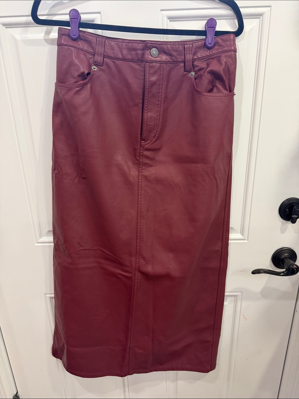 Free People dusty rose faux leather skirt with branded snap